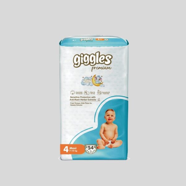 Giggles Premium Baby Diaper Size 4 Belt 7-18kg 54 Pcs Pack