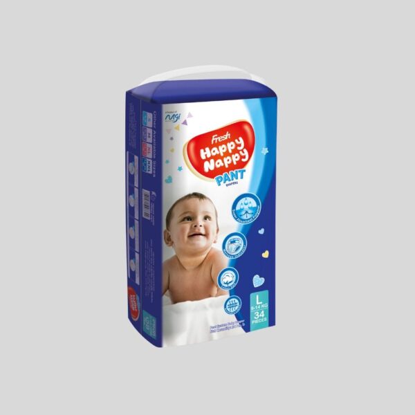 Fresh Happy Nappy Pant Diaper L Size (9-14)Kg 34 Pcs Pack