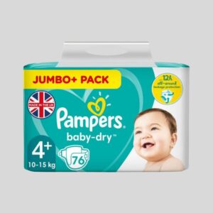 Pampers Baby Dry 4+ Size 76 Pcs (10-15) kg UK Origin